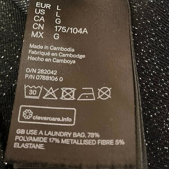 H&M Divided Black Metallic Sleeveless Cami Camisole Mini Bodycon Tank Dress L - Picture 5 of 5